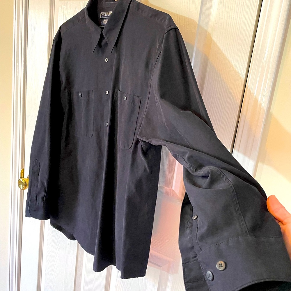 Ivy crew explorer XL black button up dress shirt -G- polyester nylon soft Hott